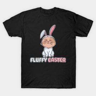 Cat in bunny costume happy easter 2021 fluffy T-Shirt